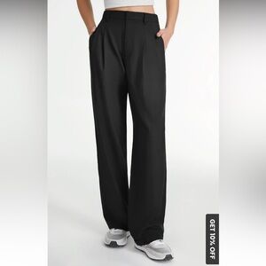 Black straight leg high waisted pants